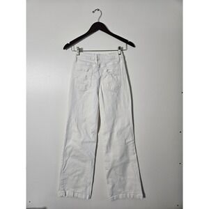 Insane Gene White Wide Leg Jeans‎ High Rise Distressed Denim Women's Size 1/24